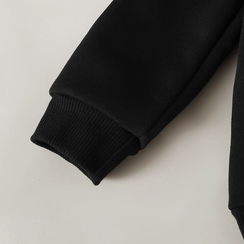 2pcs Toddler Boy Trendy Black Sweatshirt and Camouflage Print Corduroy Overalls Set Black big image 7