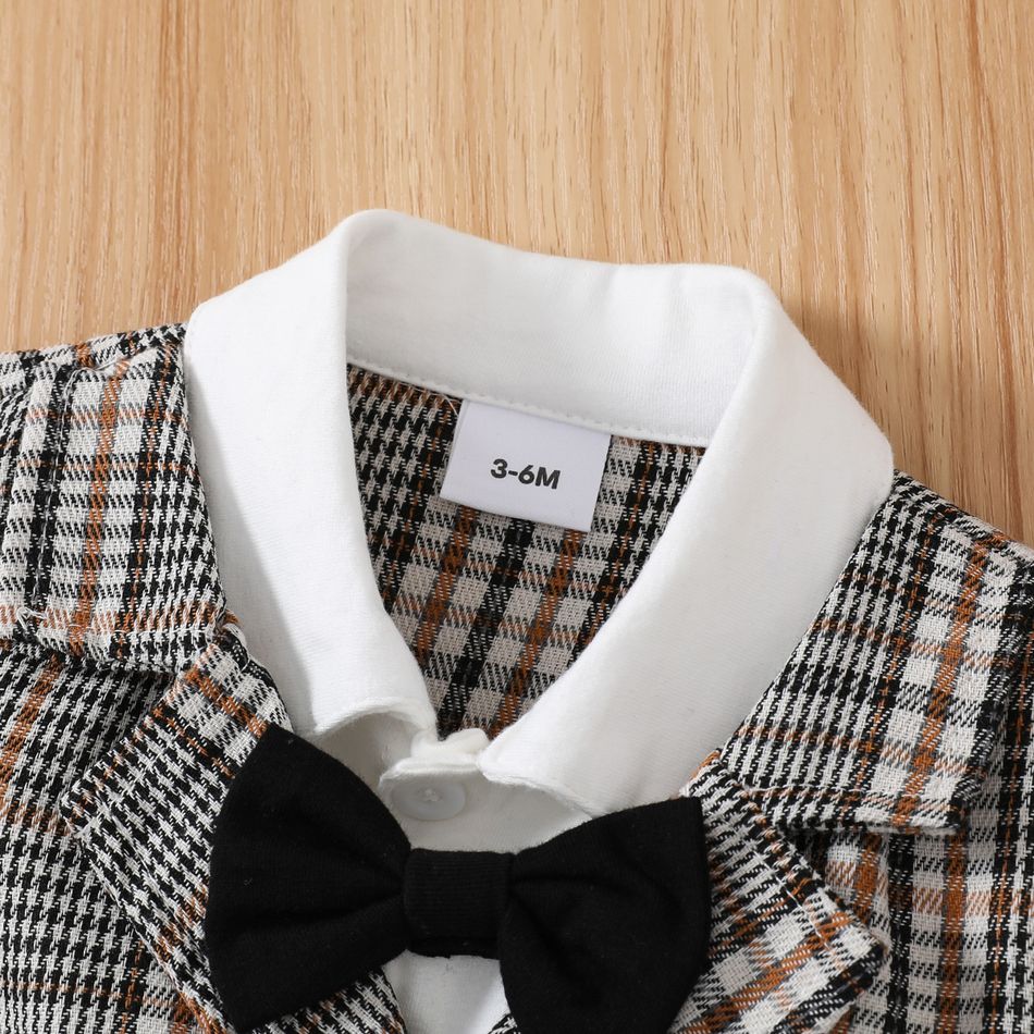 2pcs Baby Boy Long-sleeve Faux-two Gentleman Waistcoat Bow Tie Shirt and Pants Set Grey big image 3