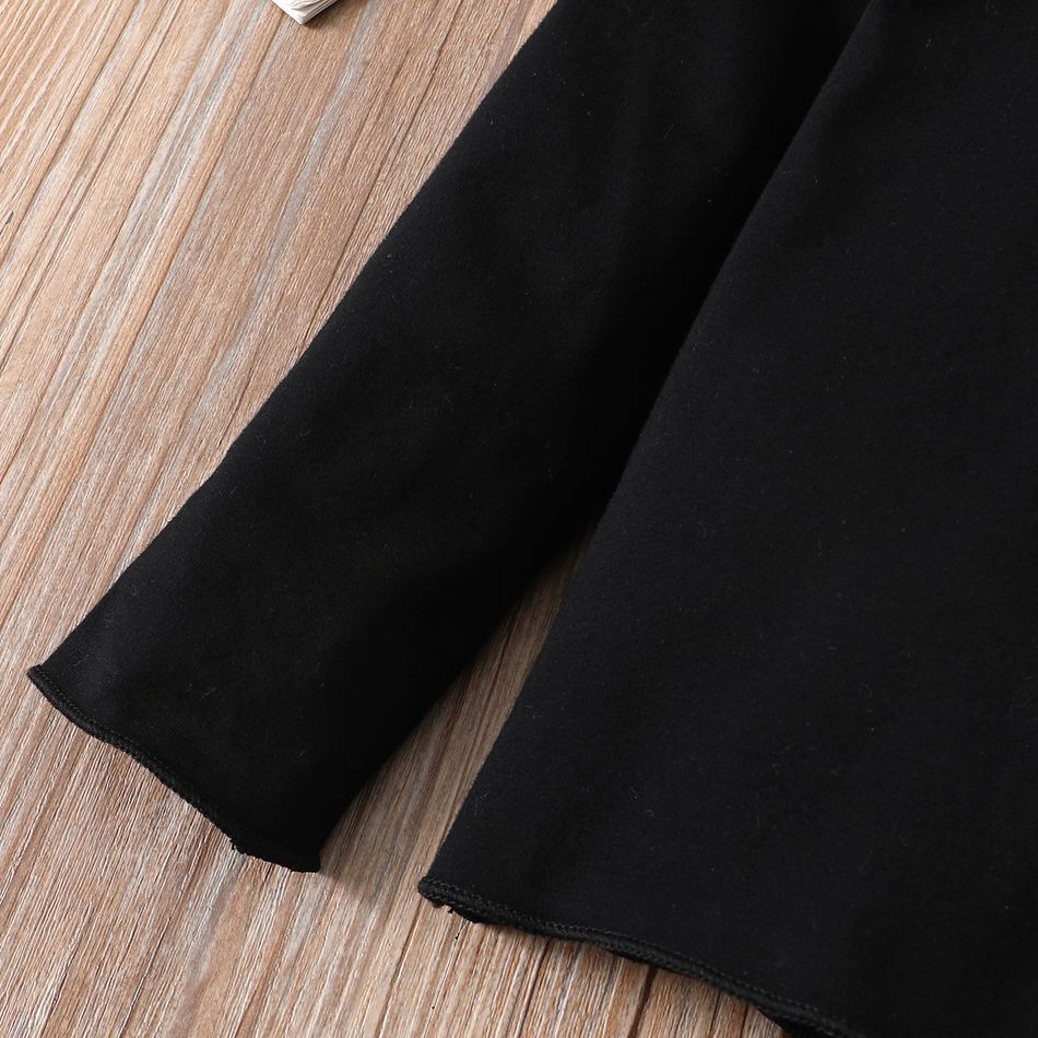 3pcs Toddler Girl Boho Black Tee and Exotic Striped Pants & Belt Set Black big image 3