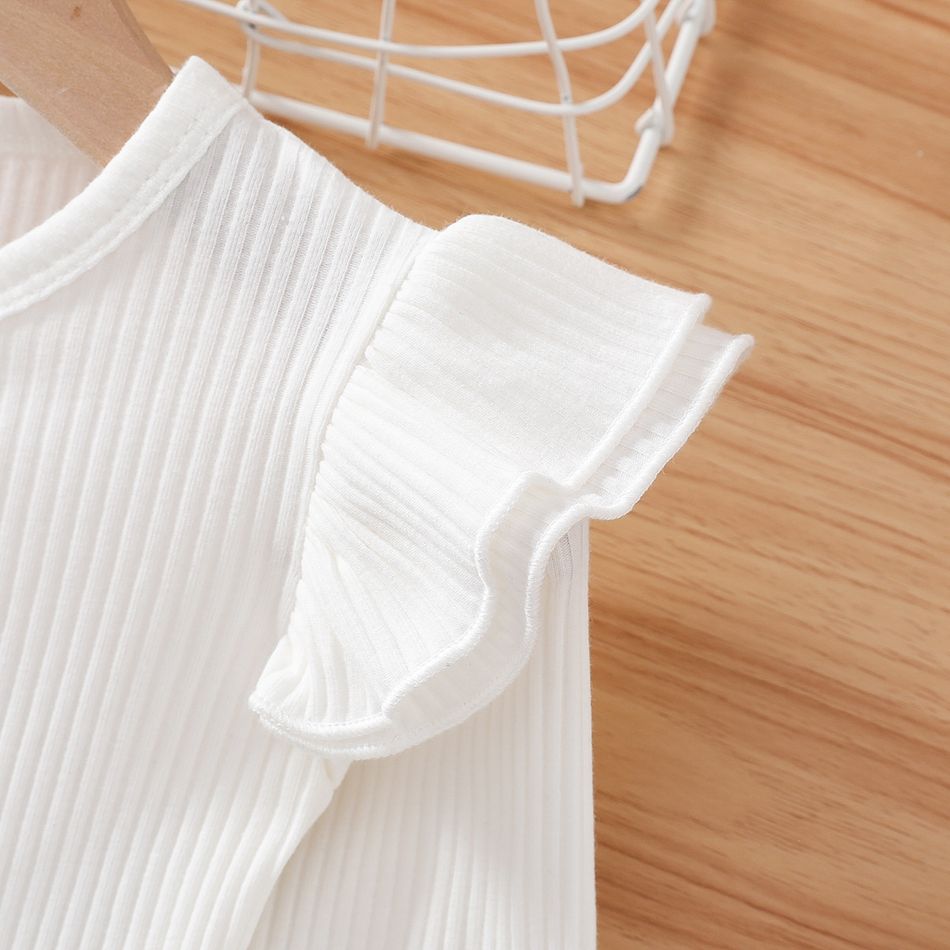 2 Stück Kleinkinder Mädchen Löcher Avantgardistisch T-Shirt-Sets weiß big image 3