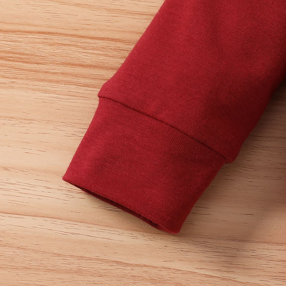 2pcs Baby Girl Rabbit Print Long-sleeve Sweatshirt and Leopard Print Pants Set Red big image 6