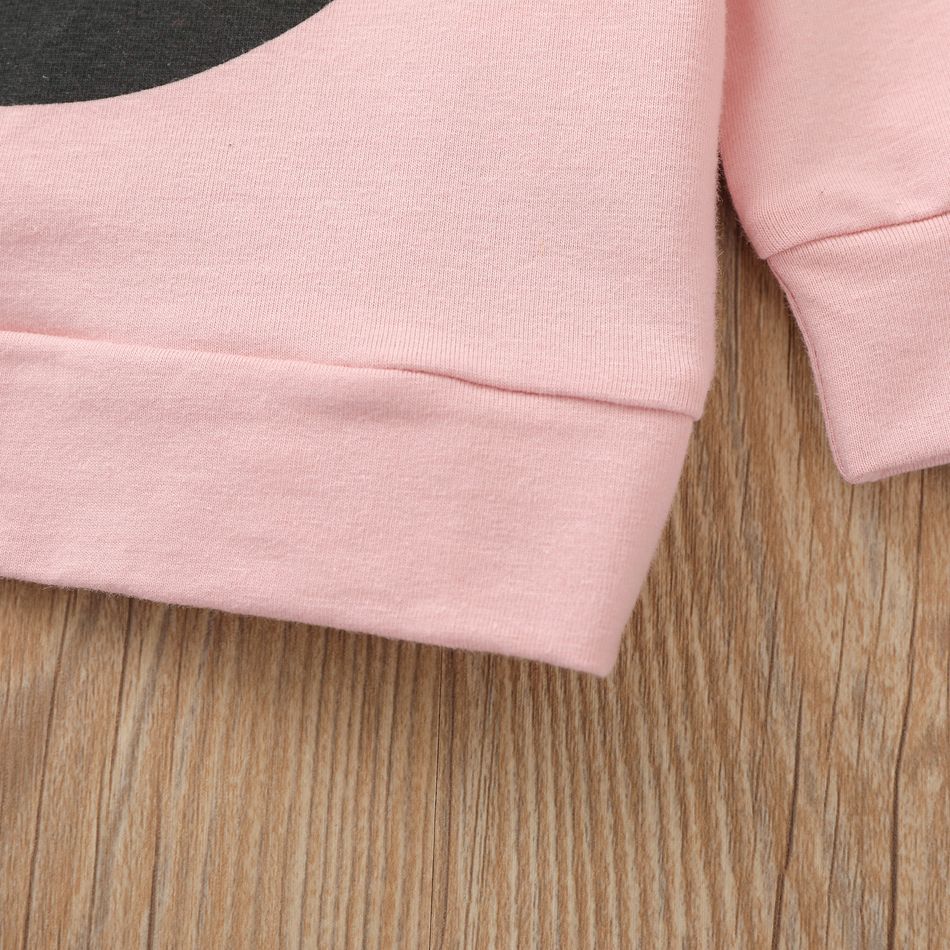 2pcs Baby Boy/Girl 95% Cotton Long-sleeve Letter Print Sweatshirt and Pants Set Light Pink big image 5