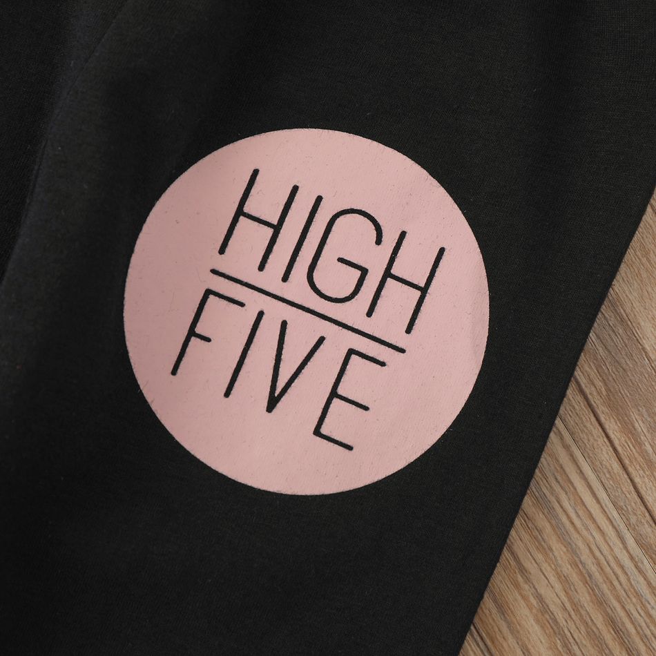 2pcs Baby Boy/Girl 95% Cotton Long-sleeve Letter Print Sweatshirt and Pants Set Light Pink big image 8