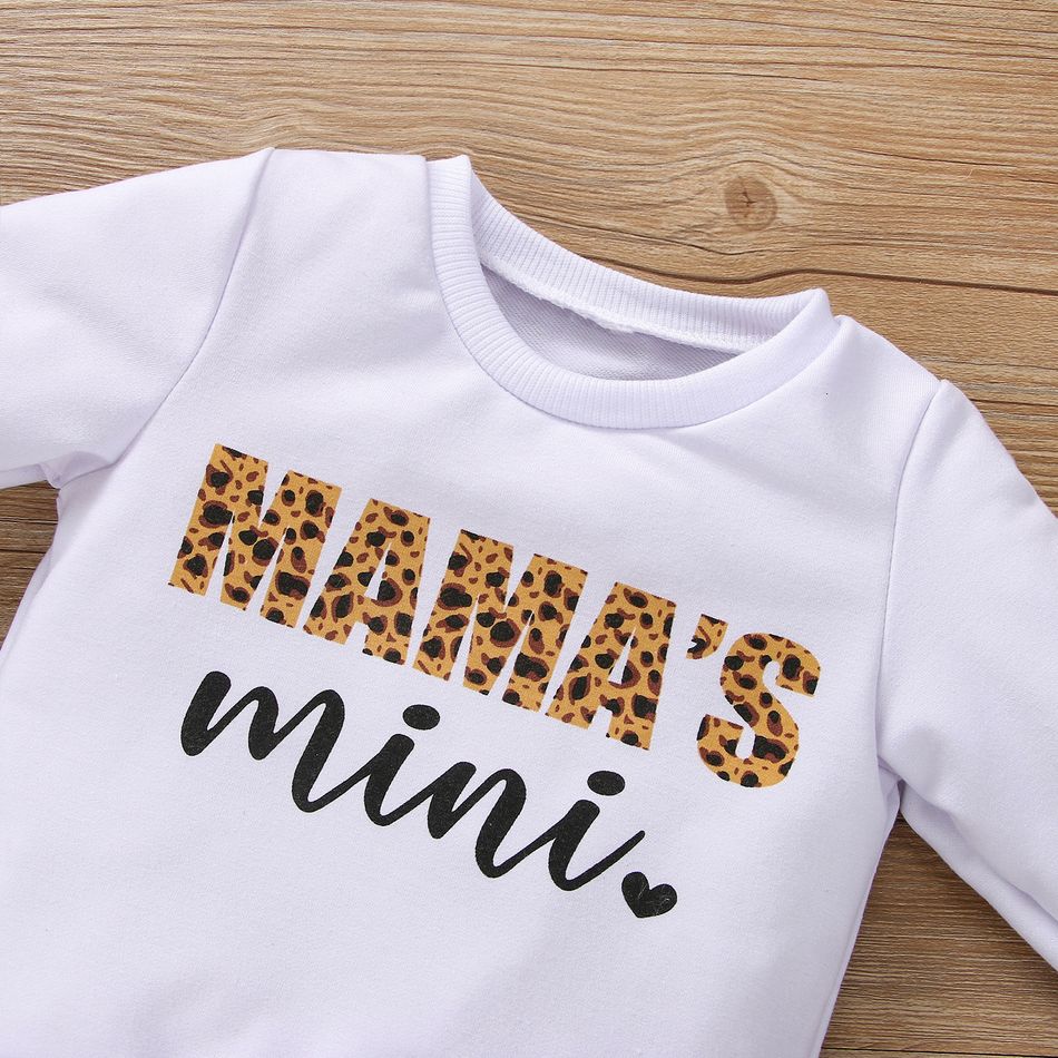Leopard Letter Print Long-sleeve Baby Cotton Sweatshirt Pullover White big image 4