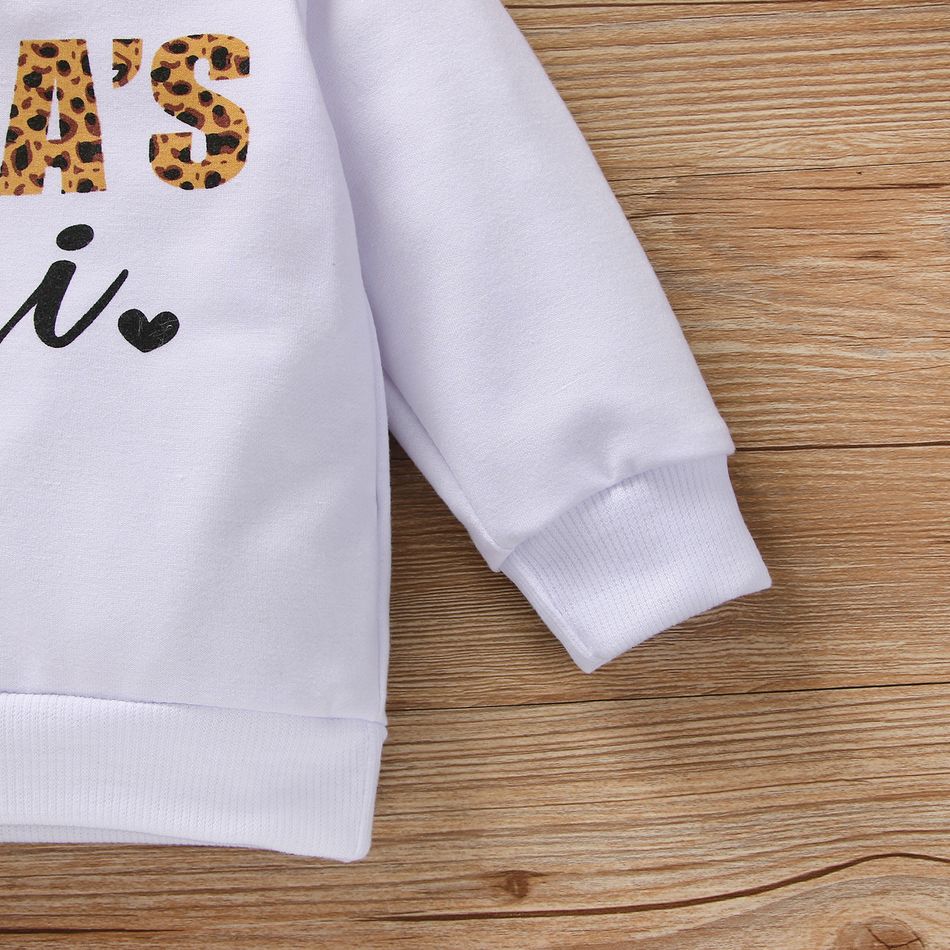 Leopard Letter Print Long-sleeve Baby Cotton Sweatshirt Pullover White big image 5