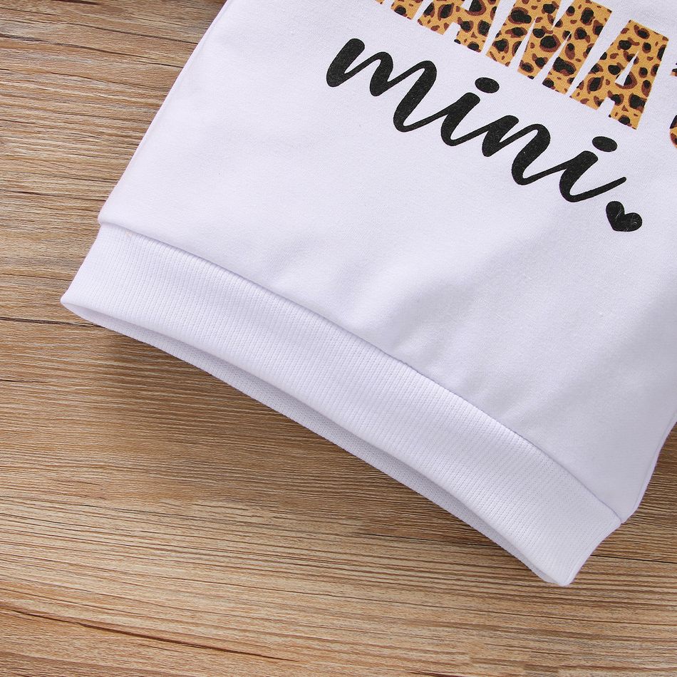 Leopard Letter Print Long-sleeve Baby Cotton Sweatshirt Pullover White big image 6
