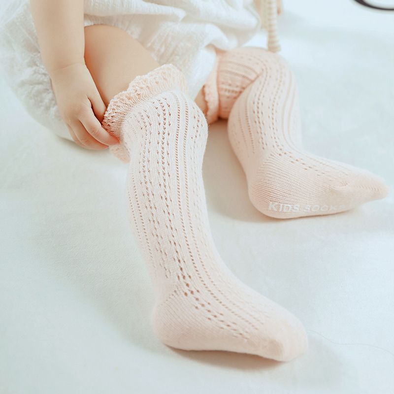 Baby Girl Letter Print Solid Antiskid Stockings  Light Pink big image 2