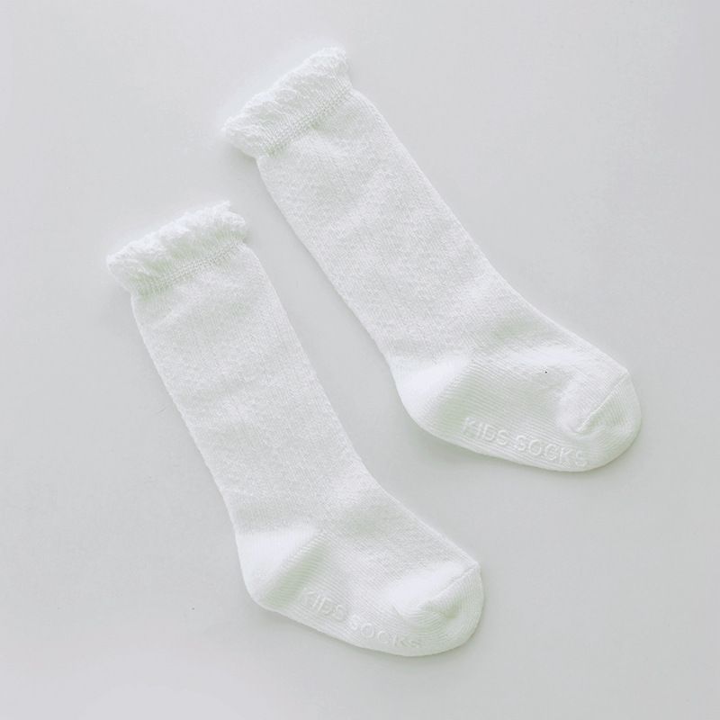 Baby Girl Letter Print Solid Antiskid Stockings  White