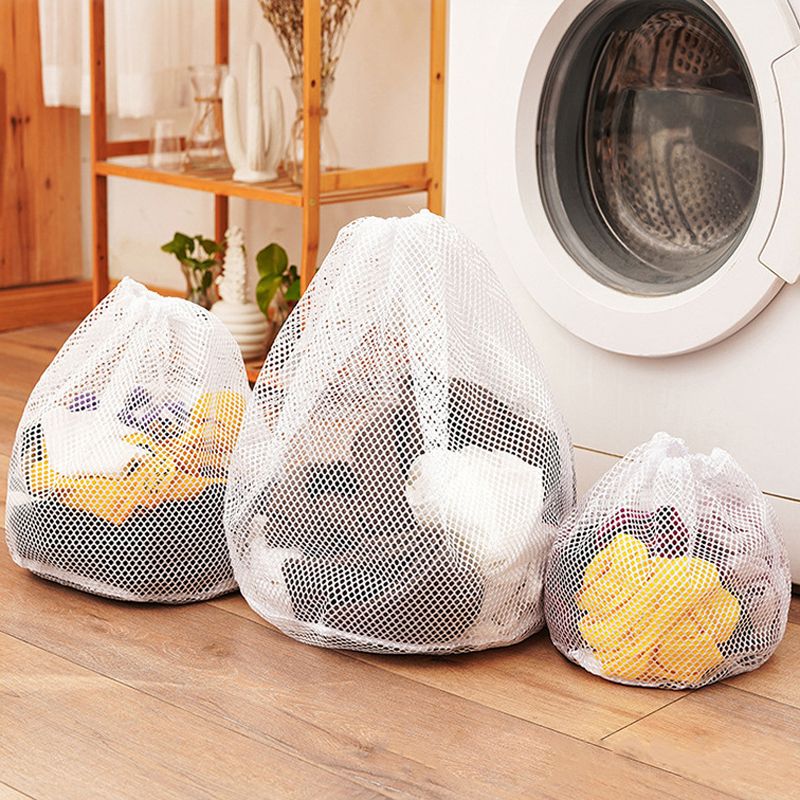 1pc/3pcs Mesh Laundry Bag with Drawstring, Bra Underwear Products Household Cleaning Tools Accessories Laundry Wash Care White