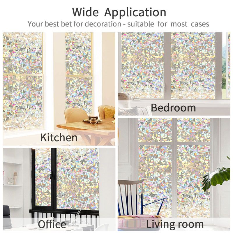 Colorful Little Ice Flowers Window Privacy Film Static Window Clings No ...