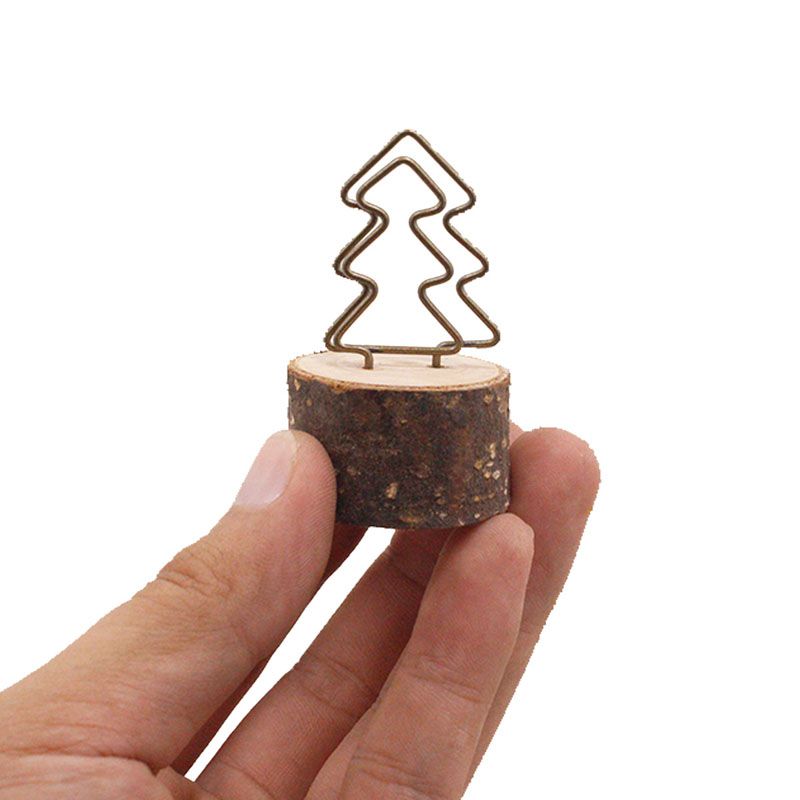 Round Wooden Photo Clip Memo Name Card Holder Table Photo Clip Stand Family Photo Decoration Color-B big image 5