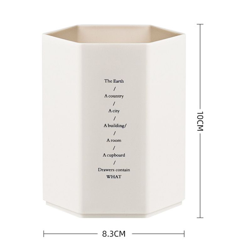 Hexagonal Diamond Large Capacity Pen Holder Simple Plastic Pencil Cup Desktop Stationery Storage Box Desktop Accessory White