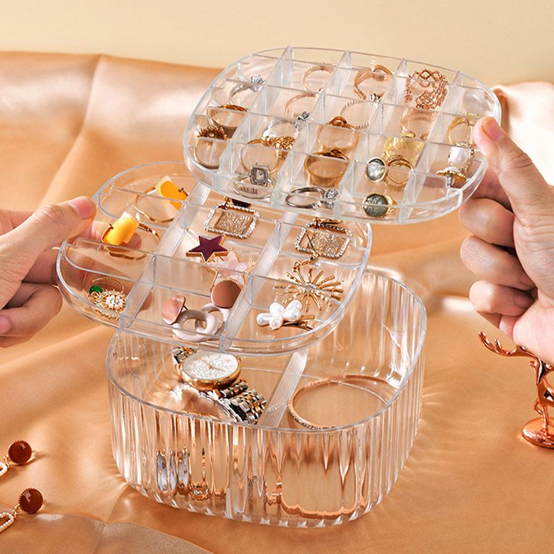 Caixa organizadora de joias acrílicas transparentes, multicamadas, caixa de armazenamento de grande capacidade para brincos, colar, pulseira, anel, joias Branco big image 2