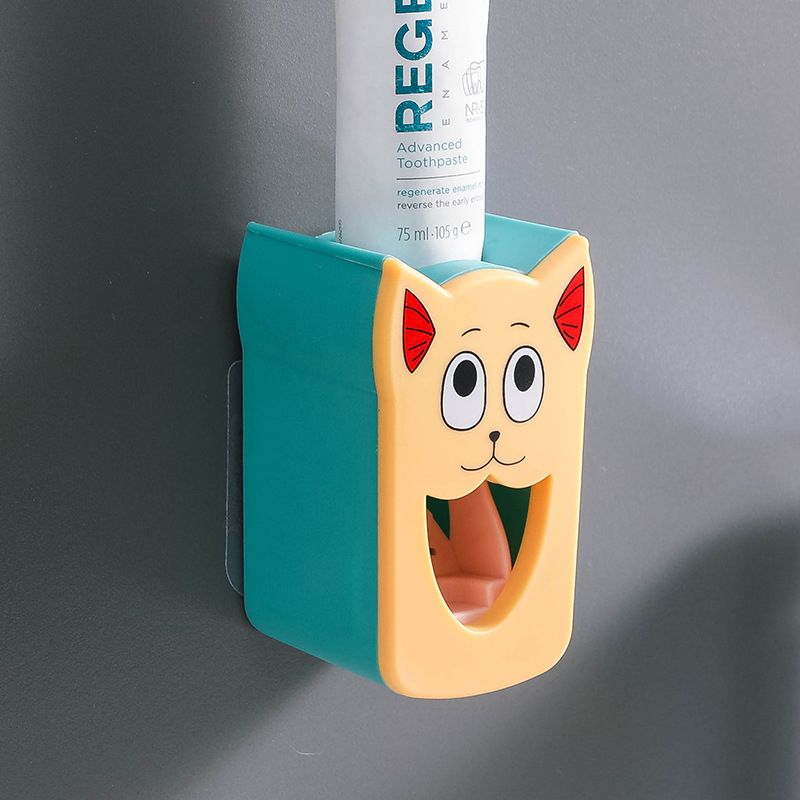 Automatic Toothpaste Squeezer Dispenser Kids Cartoon Wall Mount Toothpaste Dispenser Bathroom Accessories Green big image 3