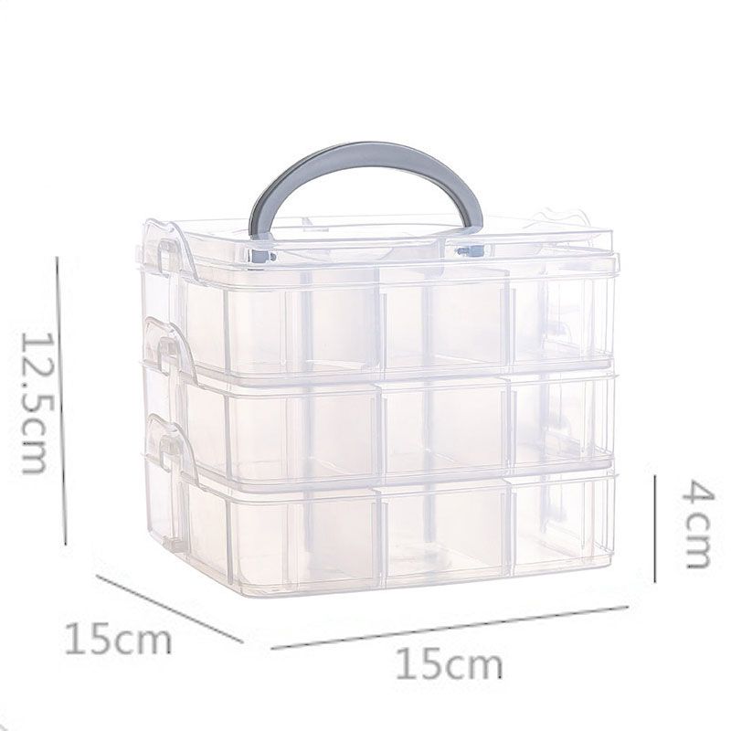 3-Tier Stackable Storage Container Box with 18 Compartments Plastic Craft Storage Box for Toy Beads Jewelry White