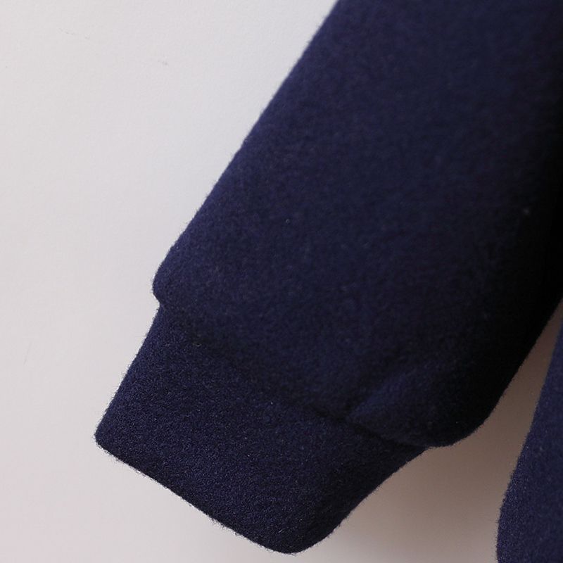 Toddler Boy Classic Fleece Splice Lapel Collar Coat Dark Blue big image 5
