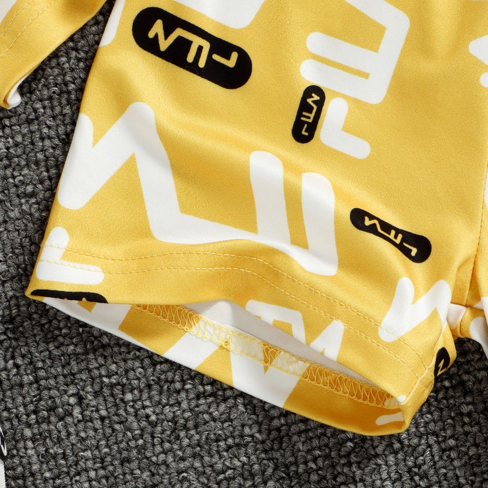 2pcs Baby Boy/Girl All Over Letter Print Yellow Short-sleeve T-shirt and Shorts Set Yellow big image 9