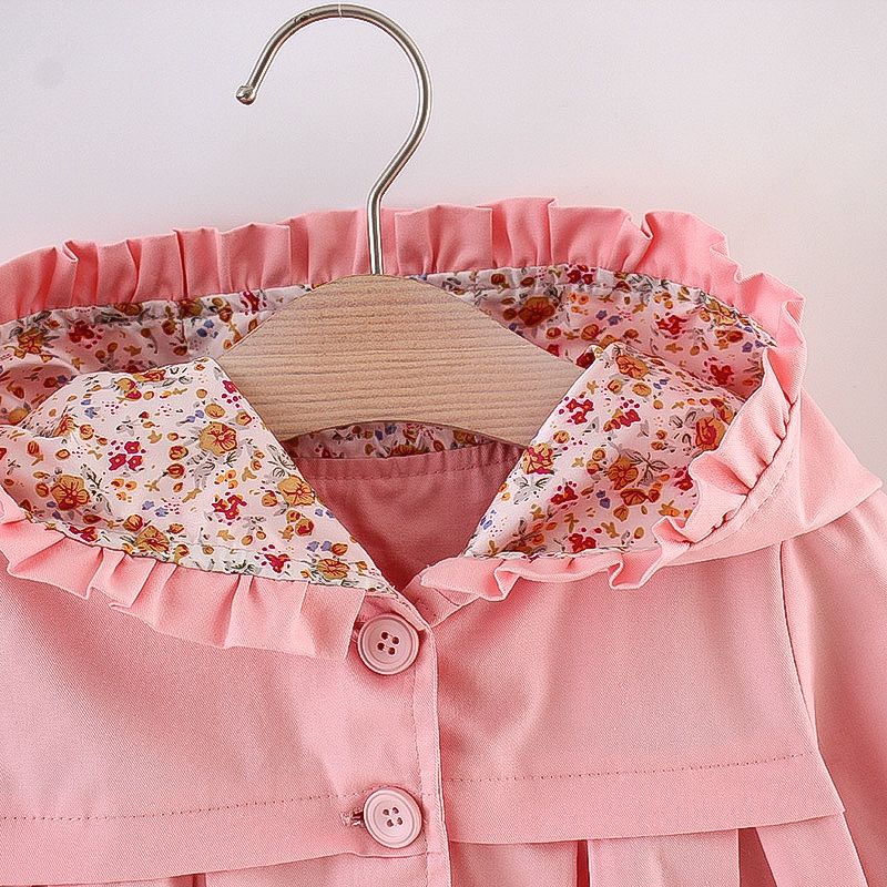 Solid Floral Print Long-sleeve Baby Hooded Jacket Pink big image 2