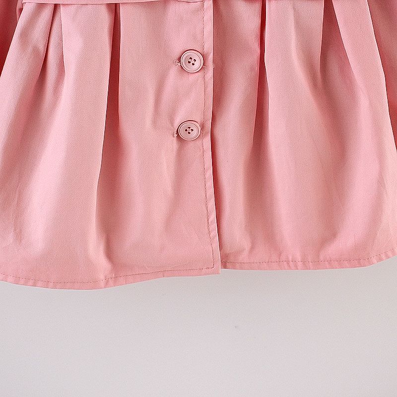 Solid Floral Print Long-sleeve Baby Hooded Jacket Pink big image 5