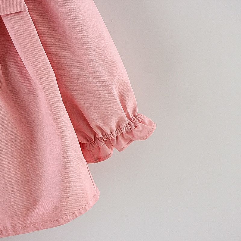 Solid Floral Print Long-sleeve Baby Hooded Jacket Pink big image 6