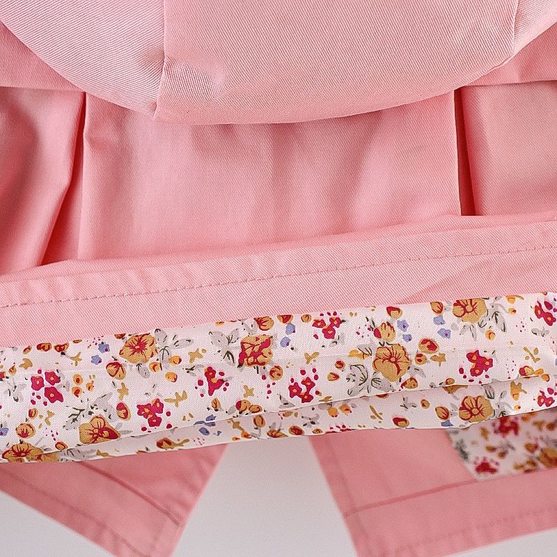 Solid Floral Print Long-sleeve Baby Hooded Jacket Pink big image 9