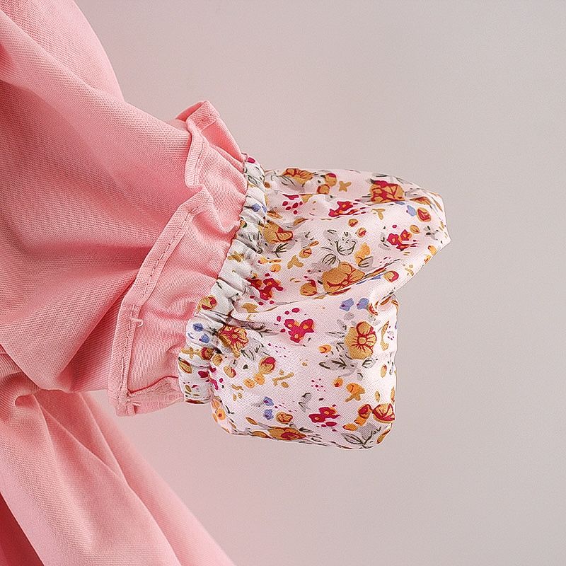 Solid Floral Print Long-sleeve Baby Hooded Jacket Pink big image 10