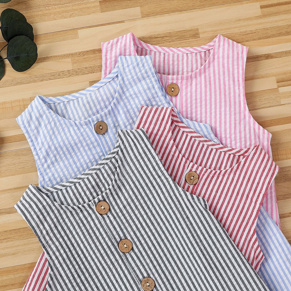 100% Cotton Stripe Print Sleeveless Baby Jumpsuit Black/White big image 7