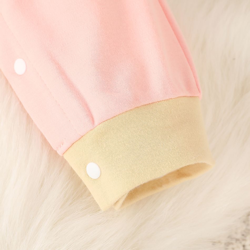 100% Cotton 2pcs Fox Print Long-sleeve Blue Baby Set Light Pink big image 5