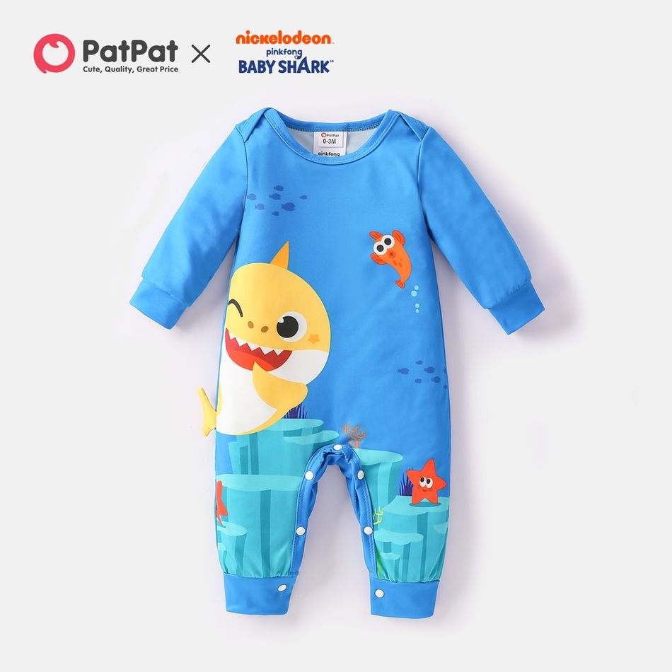 Baby Shark Baby Boy/Girl Big Graphic with Fishtail Jumpsuit Blue