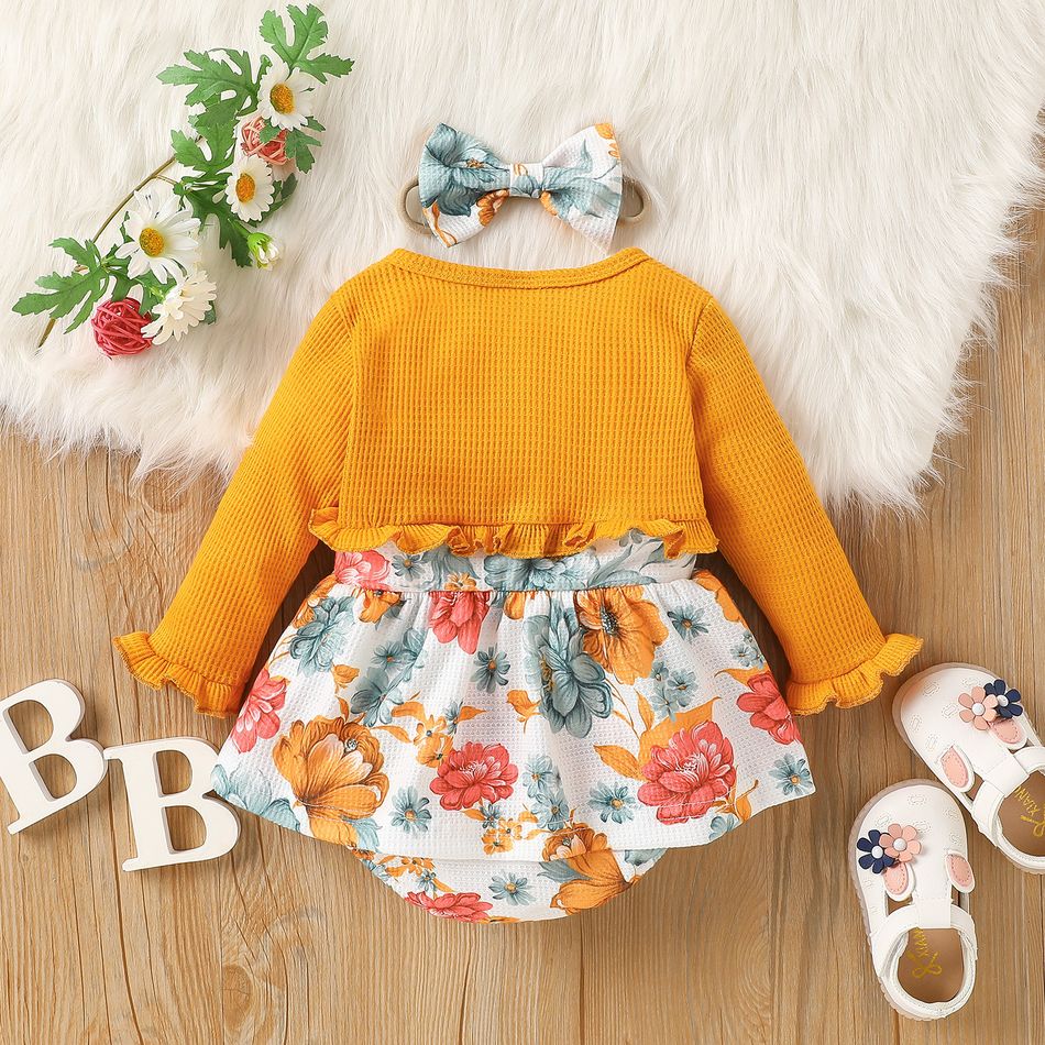 2 unidades Bebé Menina Peça dois em um Bonito Macacão curto Amarelo big image 5