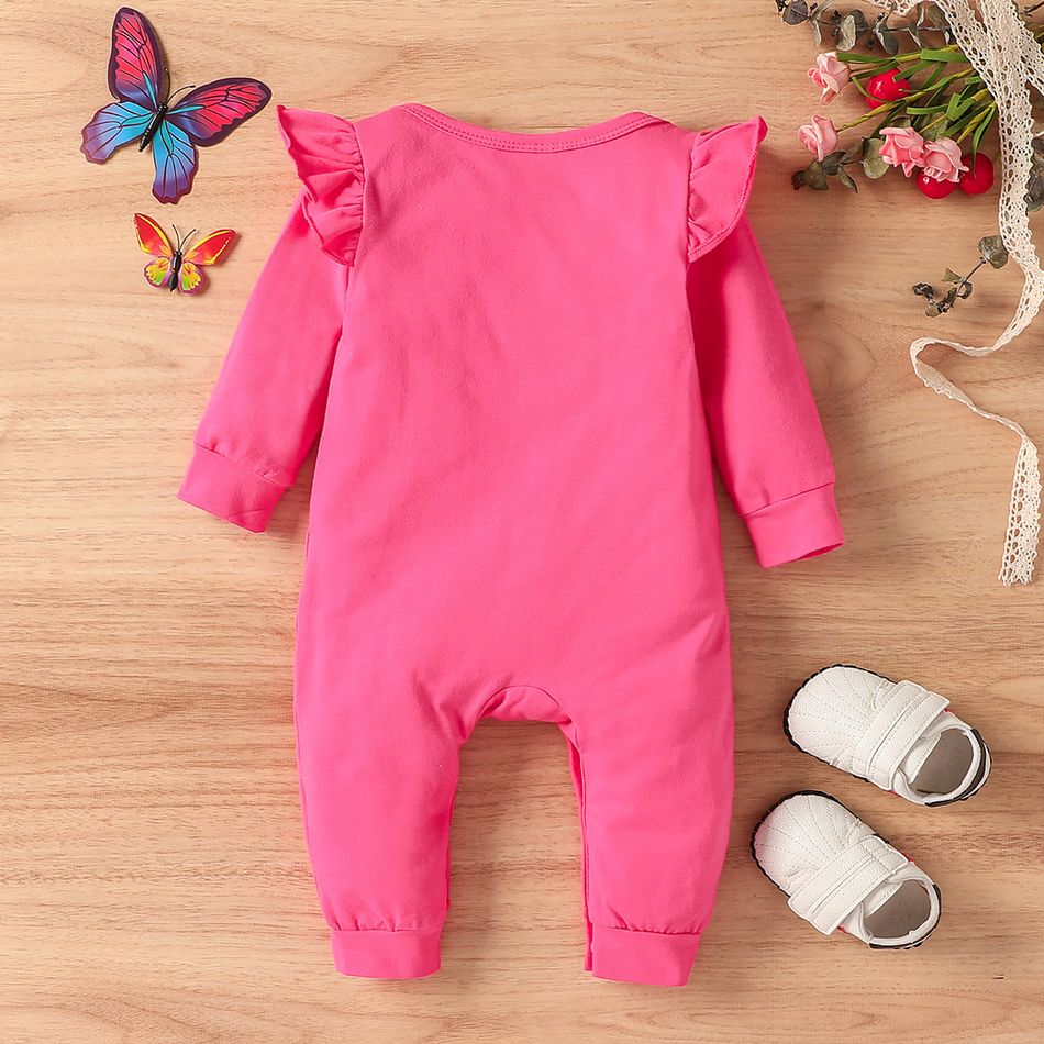 2-Pack Baby Girl 95% Cotton Ruffle Long-sleeve Butterfly Print Jumpsuits Set MultiColour big image 3