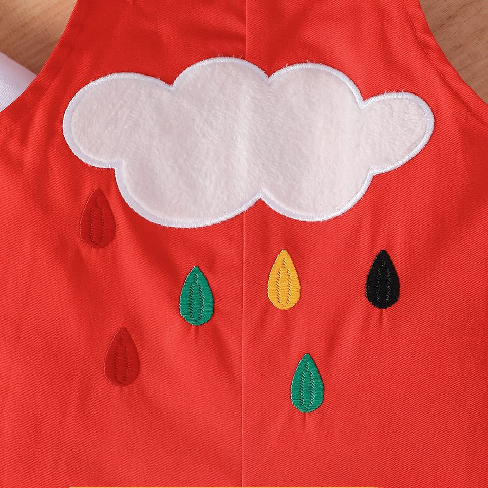 2pcs Baby Boy/Girl 100% Cotton Overalls and Rainbow Print Long-sleeve Tee Set Orange big image 4