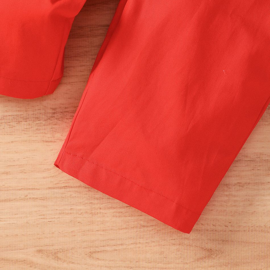 2pcs Baby Boy/Girl 100% Cotton Overalls and Rainbow Print Long-sleeve Tee Set Orange big image 5