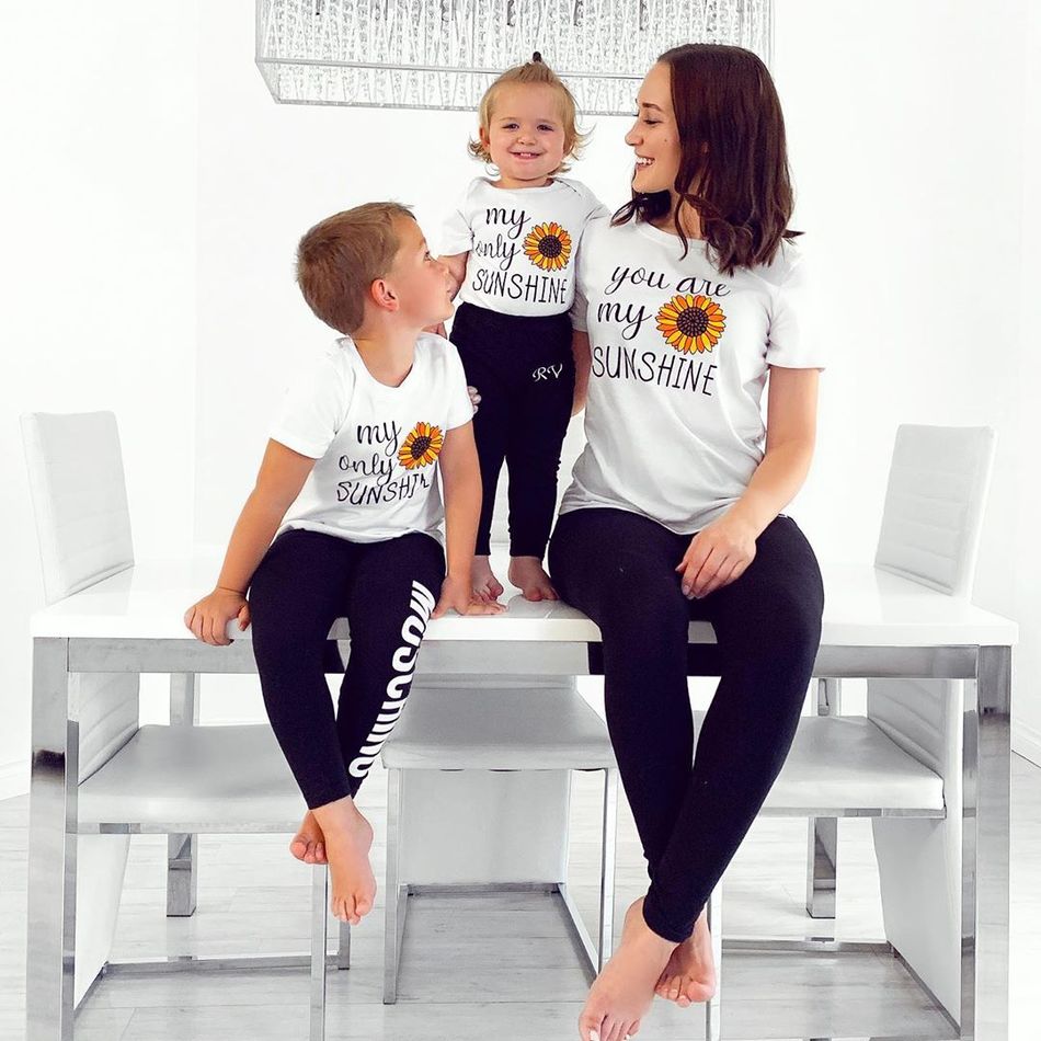 Sunflower Series White T-shirts for Mom and Me White