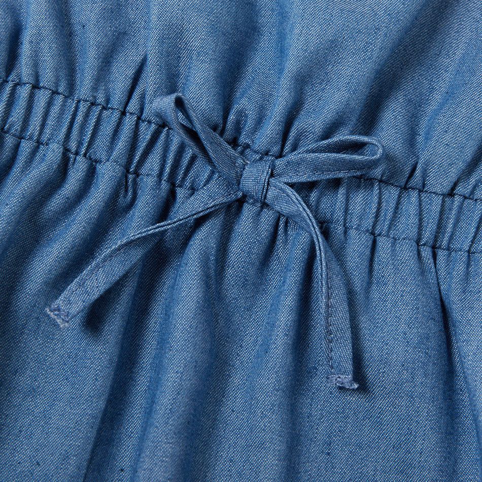 Baby / Toddler Girl Sunflower Decor Denim Sleeveless Dress Royal Blue big image 5