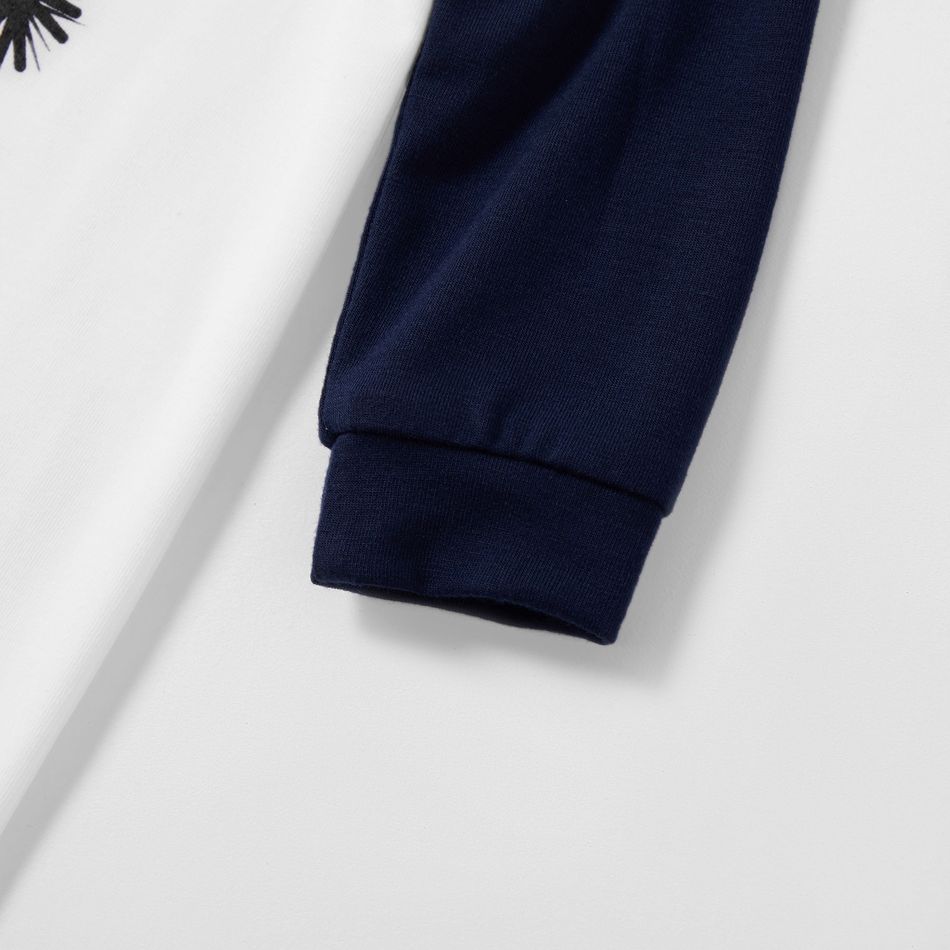 Christmas Family Moose Print Matching Pajamas Sets (Flame Resistant) Dark Blue/white big image 8