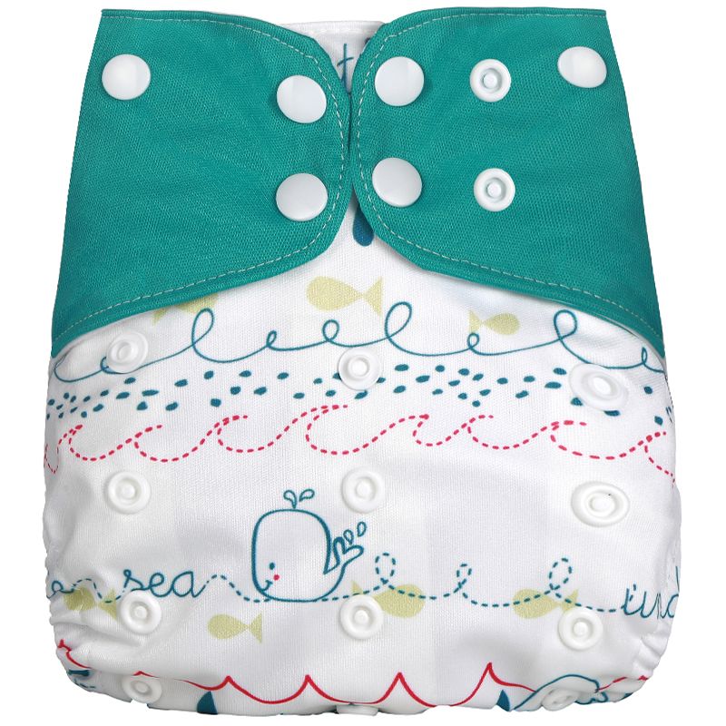 Cute Baby Washable Adjustable Cloth Diaper Waterproof Breathable Eco-friendly Diaper Without Insert  Ivory
