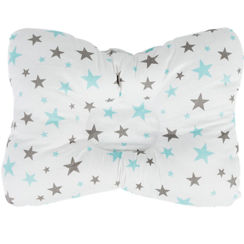 100% Cotton Baby Pillow Newborn Baby Anti Flat Head Baby Sleep Pillow Baby Bedding Sleep Positioner Support Pillow (25*19 cm/9.84*7.48inch  0-24 months) Bluish Grey