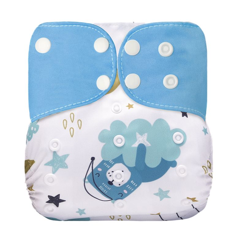 Cartoon Cute Baby Washable Adjustable Cloth Diaper Waterproof Breathable Eco-friendly Diaper Blue