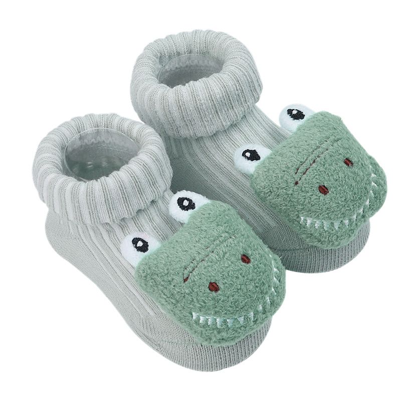 Baby/Toddler Cute 3D Animal Floral Cartoon Cotton Socks Green big image 2