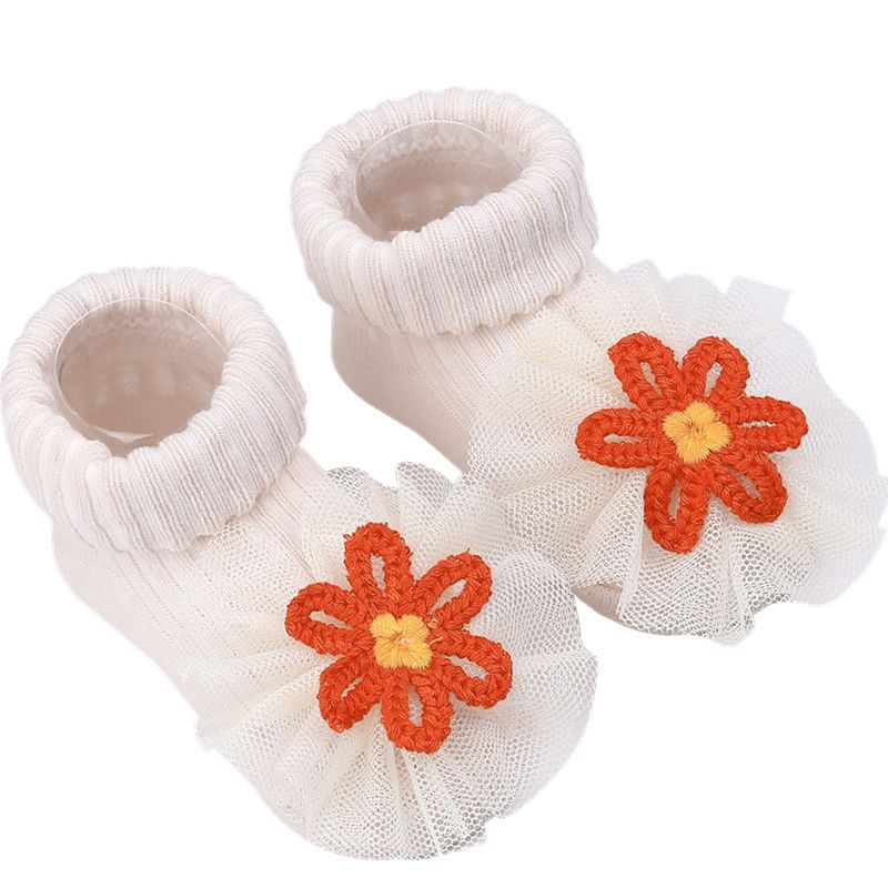 Baby/Toddler Cute 3D Animal Floral Cartoon Cotton Socks Beige big image 2