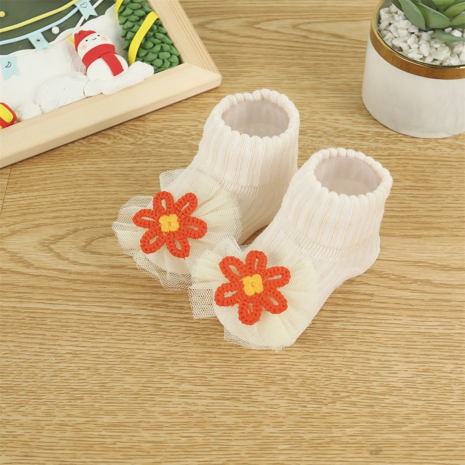 Baby/Toddler Cute 3D Animal Floral Cartoon Cotton Socks Beige big image 1
