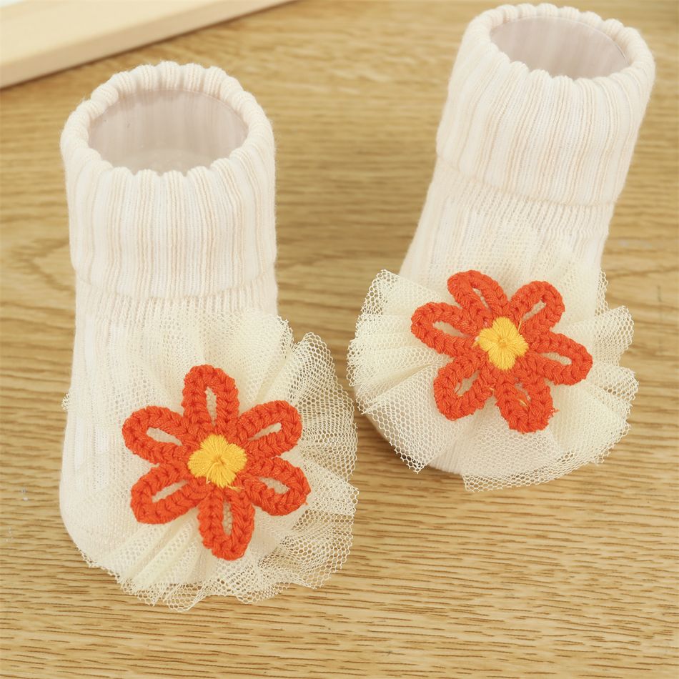 Baby/Toddler Cute 3D Animal Floral Cartoon Cotton Socks Beige big image 3