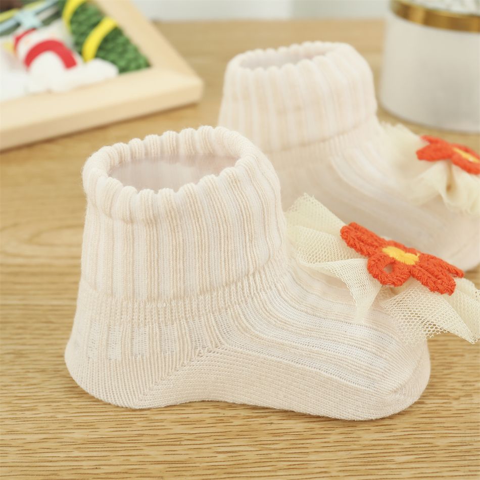 Baby/Toddler Cute 3D Animal Floral Cartoon Cotton Socks Beige big image 4