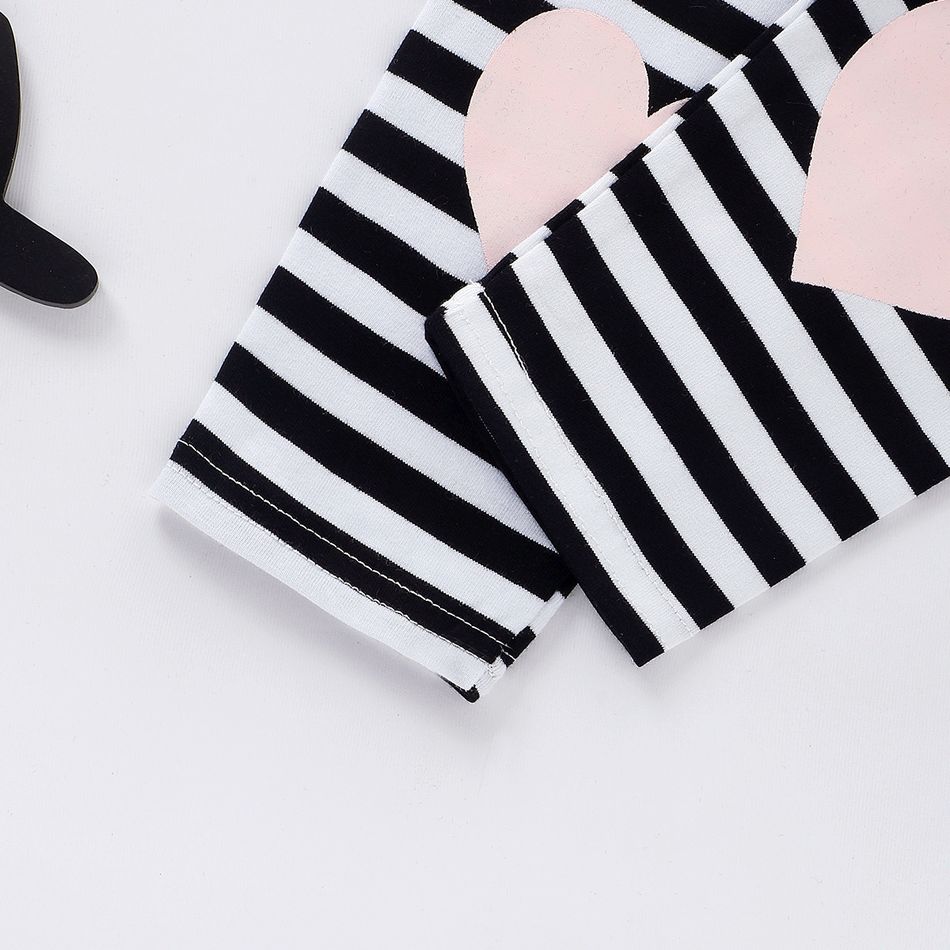 2pcs Swan and Stripe Print Long-sleeve Baby Set Pink