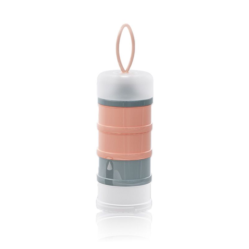 dispensador de leite em pó fórmula recipiente de armazenamento de viagem portátil anti-derramamento de 4 camadas para alimentação do bebê para viagens e atividades ao ar livre Ouro de Rosa big image 1