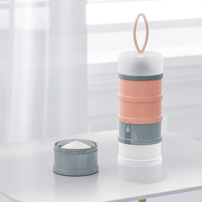 dispensador de leite em pó fórmula recipiente de armazenamento de viagem portátil anti-derramamento de 4 camadas para alimentação do bebê para viagens e atividades ao ar livre Ouro de Rosa big image 5