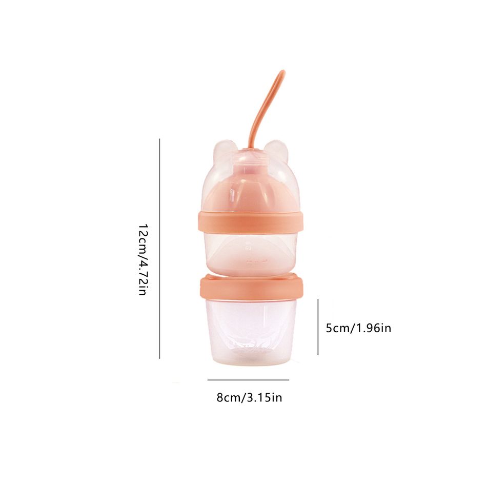 Baby Formula Dispenser Portable 2 Layer Stackable Transparent Storage Container for Milk Powder and Snack Storage Pink big image 5