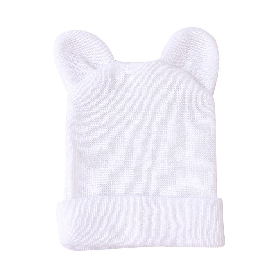 Baby Adorable Solid Beanie Hat White big image 1