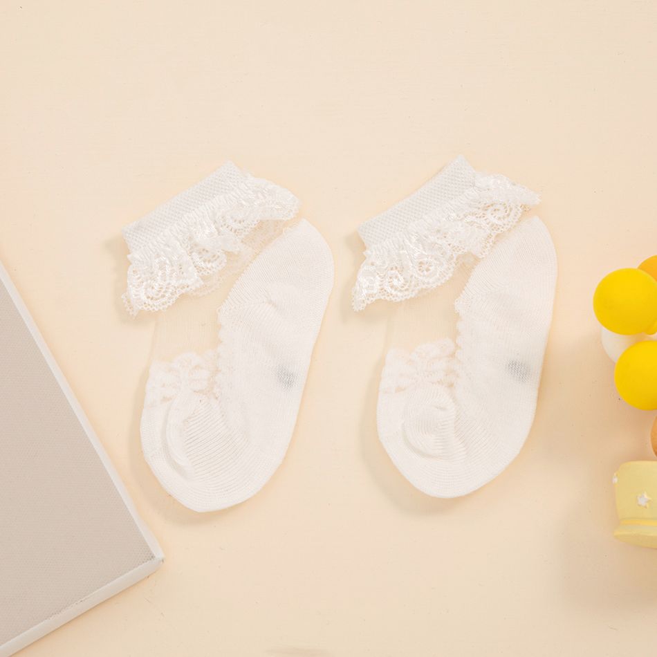 Atmungsaktive Socken aus fester Spitze für Babys / Kleinkinder weiß big image 3